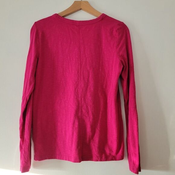 GAP Foreversoft T Long Sleeve Pink Top Cotton Blend M Bright Beet - Picture 5 of 5